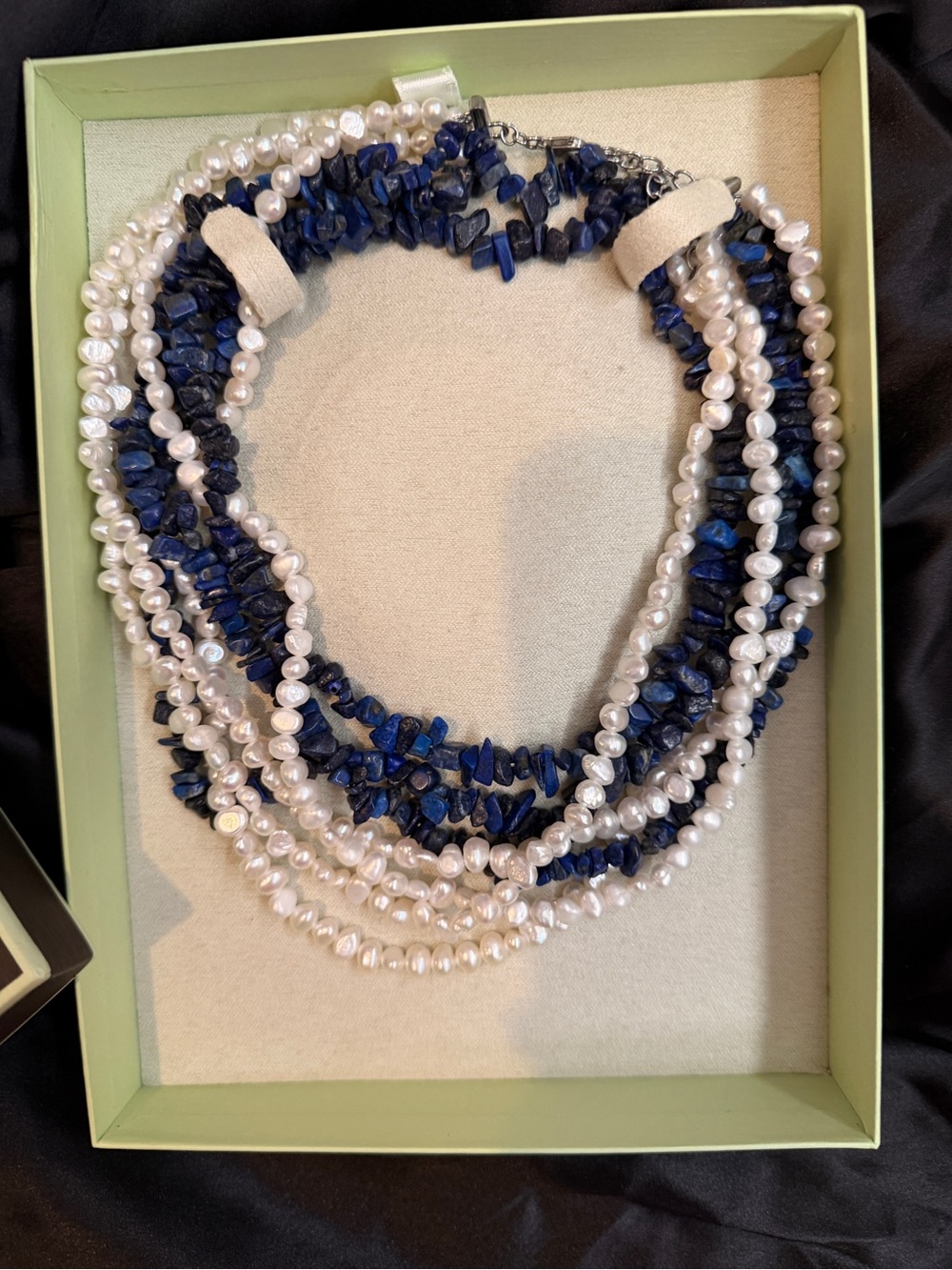 NWT Ross-Simons Multi-Strand Lapis and Pearl Necklace